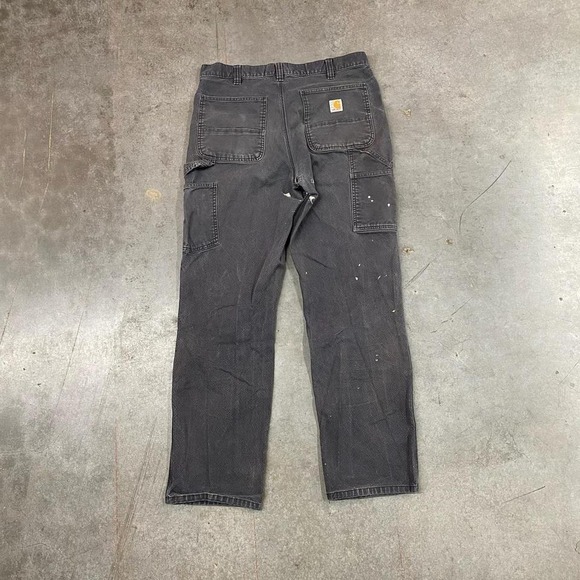 Carhartt Double Knee Relaxed Fit Work Pants Black Distressed Workwear 36x34 - Picture 3 of 8